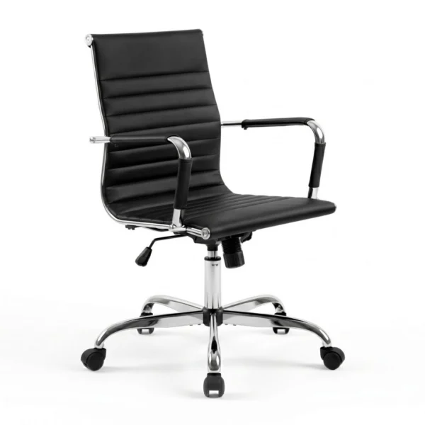 Artiss Office Chair Conference Chairs PU Leather Mid Back – Black