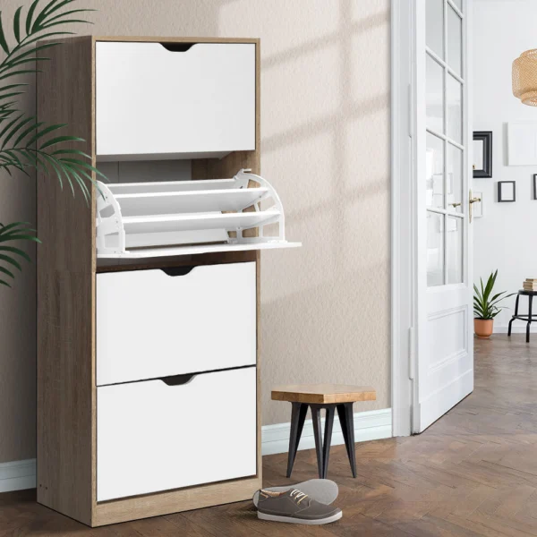 Artiss Shoe Rack Cabinet 60 Pairs 4-Tier White Elen