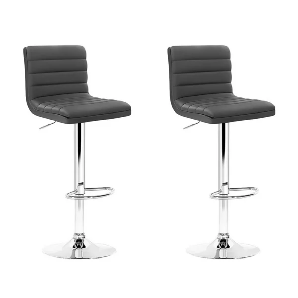 Artiss 2x Bar Stools Padded PU Leather Gas Lift – Grey