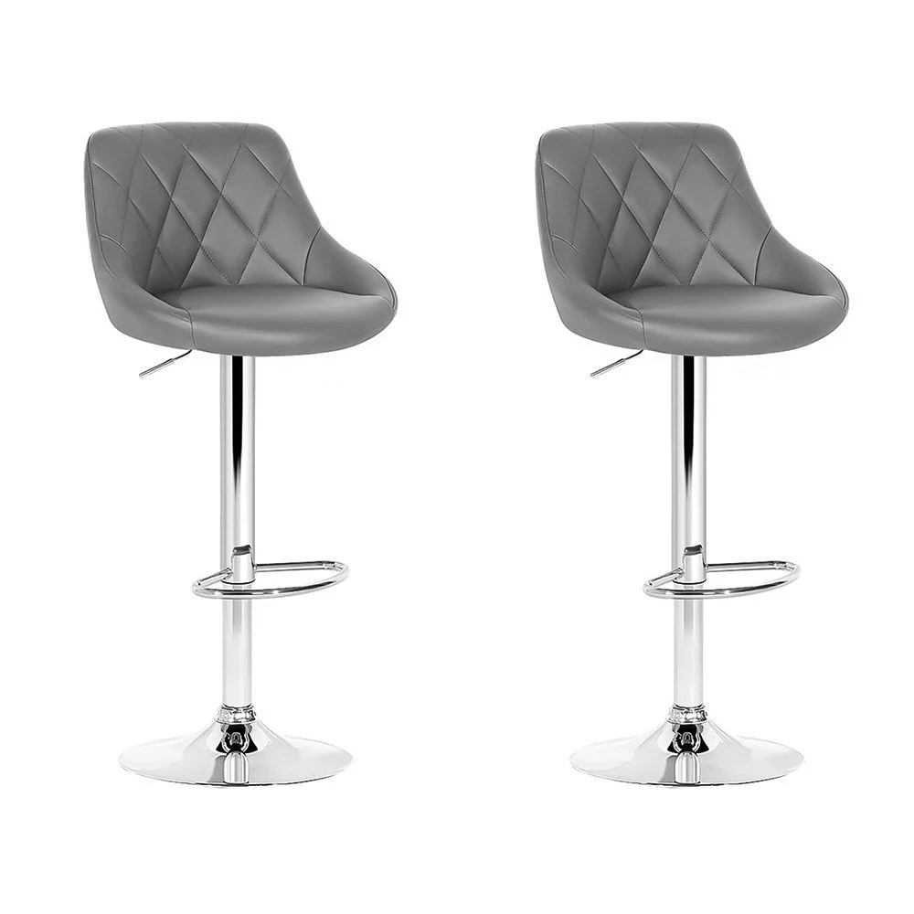Artiss 2x Bar Stools PU Leather Padded Gas Lift – Grey