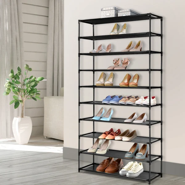 Artiss Shoe Rack Cabinet Stackable 50 Pairs 10-Tier – Black