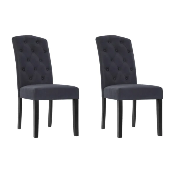 Artiss Dining Chairs Set of 2 Linen Parsons Chair – Dark Grey