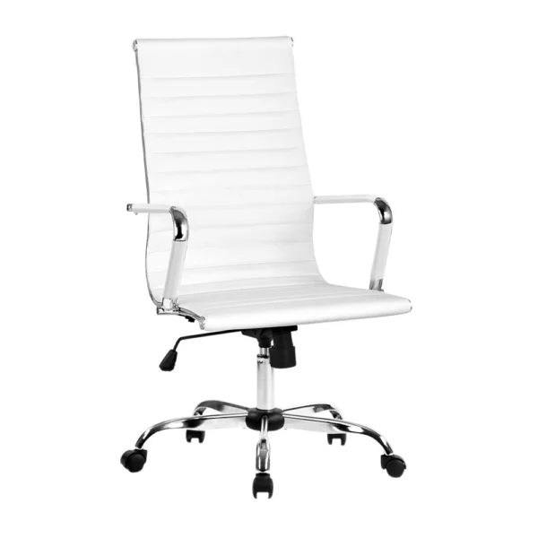 Artiss Office Chair Conference Chairs PU Leather High Back – White