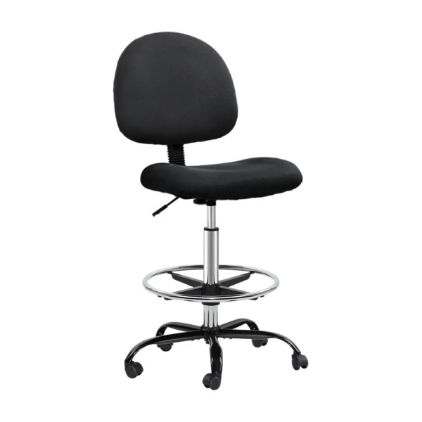 Artiss Office Chair Drafting Stool Fabric Chairs – Black