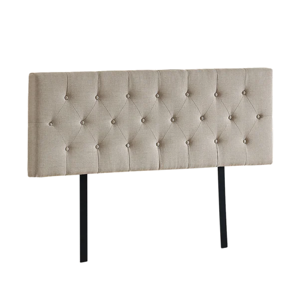 Linen Fabric Queen Bed Deluxe Headboard Bedhead – Beige