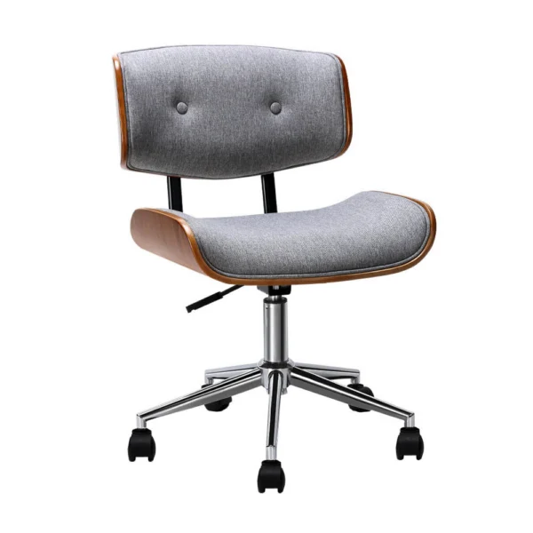 Artiss Wooden Office Chair Fabric Seat – Grey