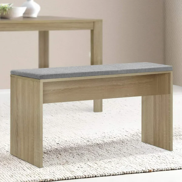 Artiss Dining Bench Upholstery Seat Wooden Chair Oak 90 cm