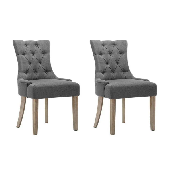 Artiss Dining Chairs Set of 2 Linen French Provincial – Grey