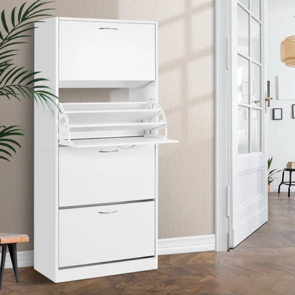 Artiss Shoe Rack Cabinet 60 Pairs 4 Doors – White