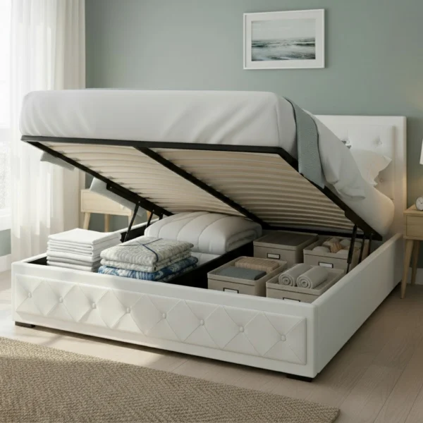 Artiss TIYO King Gas Lift Bed Frame – White