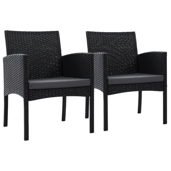 Gardeon 2-Piece Outdoor Dining Chairs Patio Furniture Rattan Lounge Chair XL Ezra
