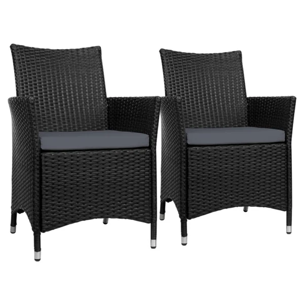 Gardeon Outdoor Dining Chairs Patio Furniture Wicker Garden Cushion Idris 2-Piece