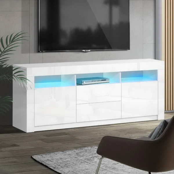 Artiss Entertainment Unit TV Cabinet LED 160 cm White Anna