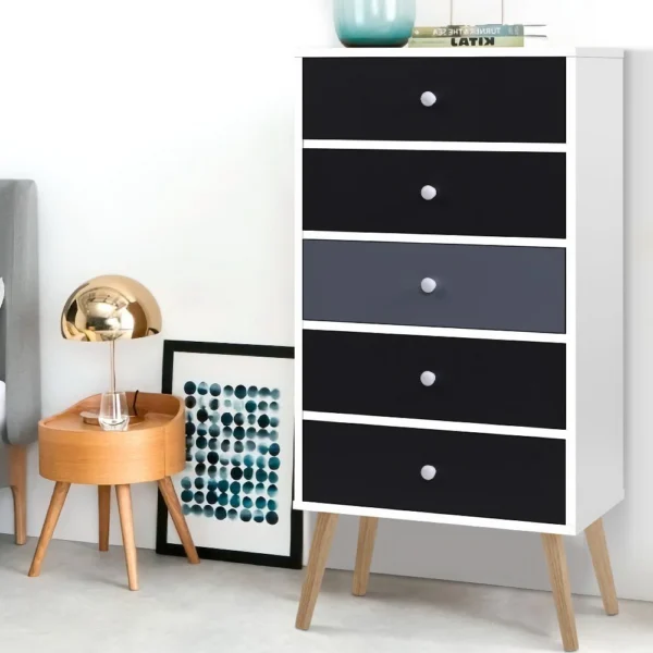 Artiss BONDS Chest of 5 Drawers – White