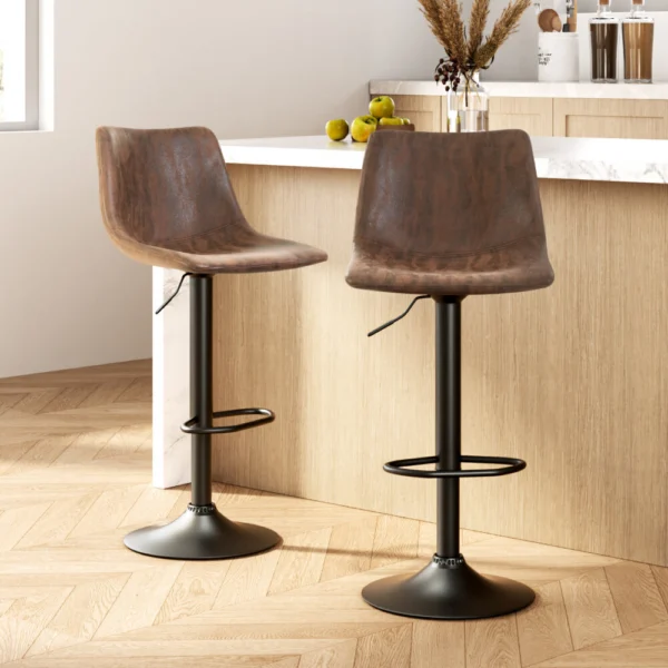 Artiss 2x Bar Stools Vintage Swivel Gas Lift – Brown
