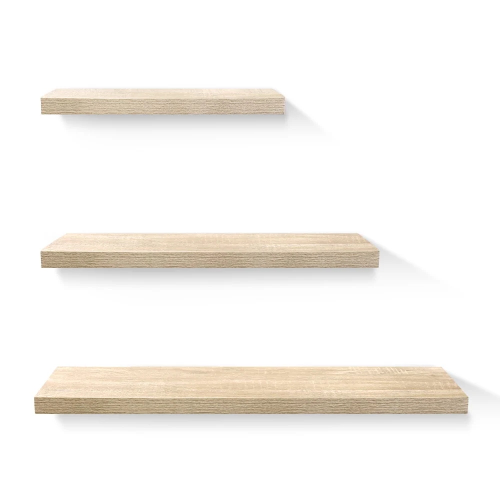 Artiss Floating Wall Shelf Set of 3 – Oak