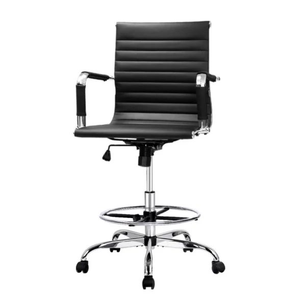 Artiss Office Chair Drafting Stool PU Leather Chairs – Black