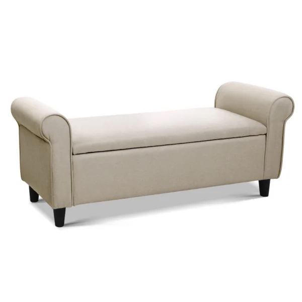 Artiss Storage Ottoman Blanket Box 125 cm Arm Linen – Taupe