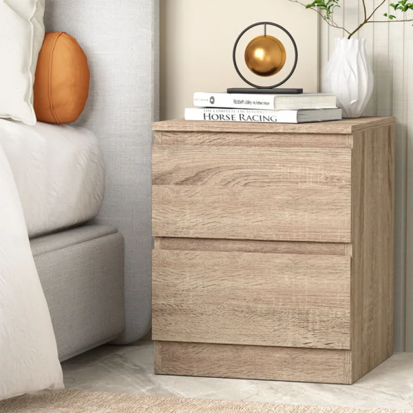 Artiss PEPE Bedside Table 2 Drawers – Oak