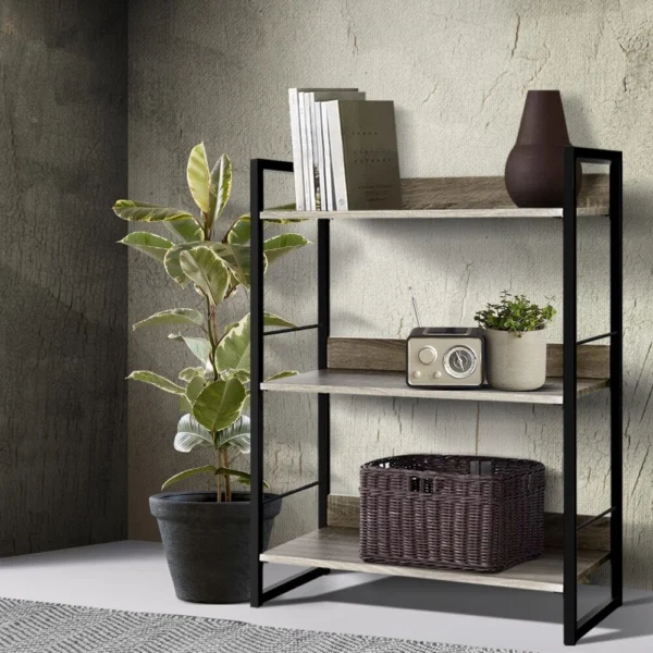 Artiss NOE Bookshelf 3 Tiers – Black and Oak