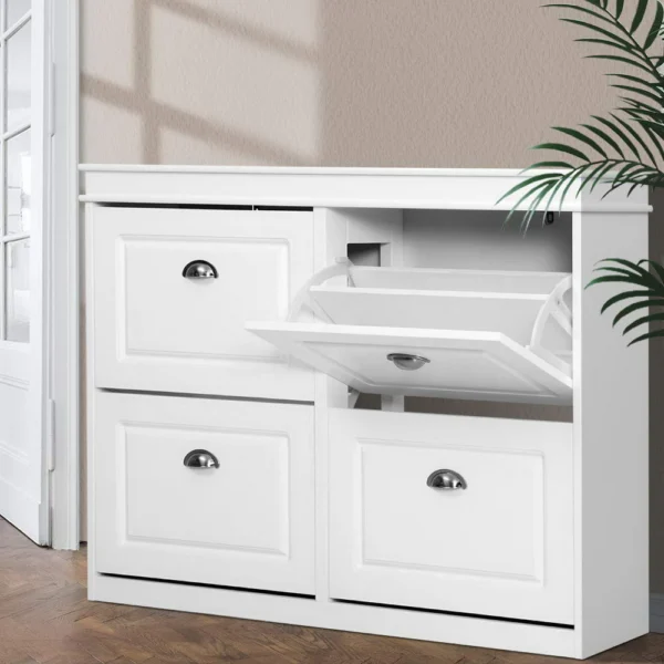Artiss Shoe Rack Cabinet 16 Pairs 4-Tier White Paul