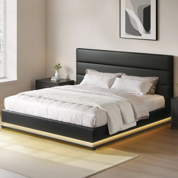 Artiss LUMI King LED Gas Lift Bed Frame – Black