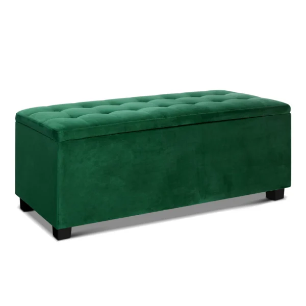Artiss Storage Ottoman Blanket Box 97 cm Velvet – Green