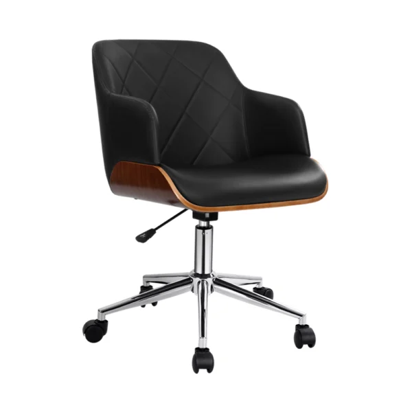 Artiss Wooden Office Chair Fabric Seat – Black