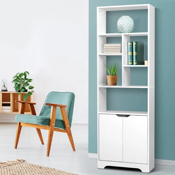 Artiss GINA Bookshelf with Cabinet – White