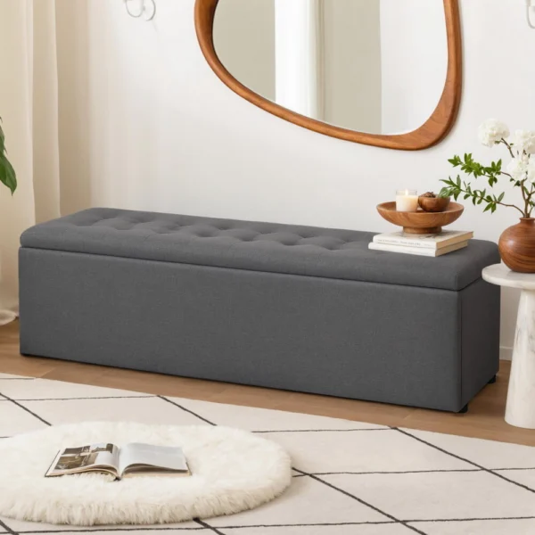 Artiss Storage Ottoman Blanket Box 140 cm Linen – Dark Grey