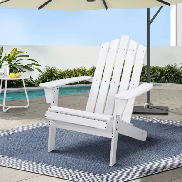 Gardeon Adirondack Outdoor Chairs Wooden Beach Chair Patio Furniture Garden – White