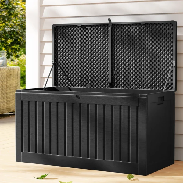 Gardeon Outdoor Storage Box 270L Container Lockable Garden Bench Tool Shed – Black