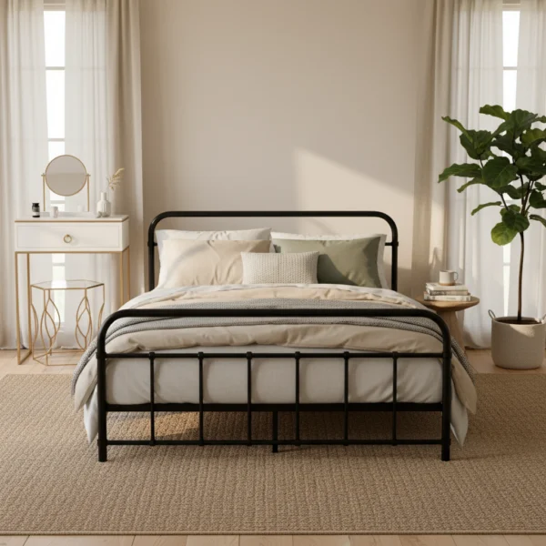 Artiss Bed Frame Metal LEO – Double (Black)