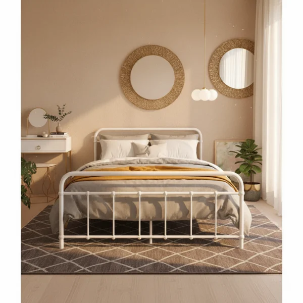 Artiss Bed Frame Metal LEO – Double (White)