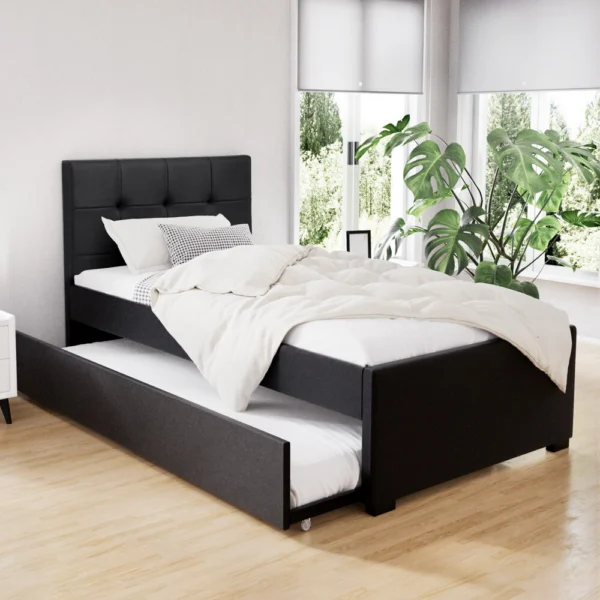 Artiss Bed Frame King Single Size Trundle Daybed – Black
