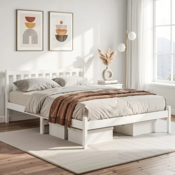 Artiss SOFIE Queen Wooden Bed Frame – White