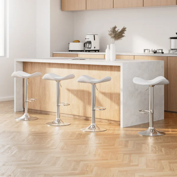 Artiss 4x Bar Stools PU Leather Gas Lift Chair – White
