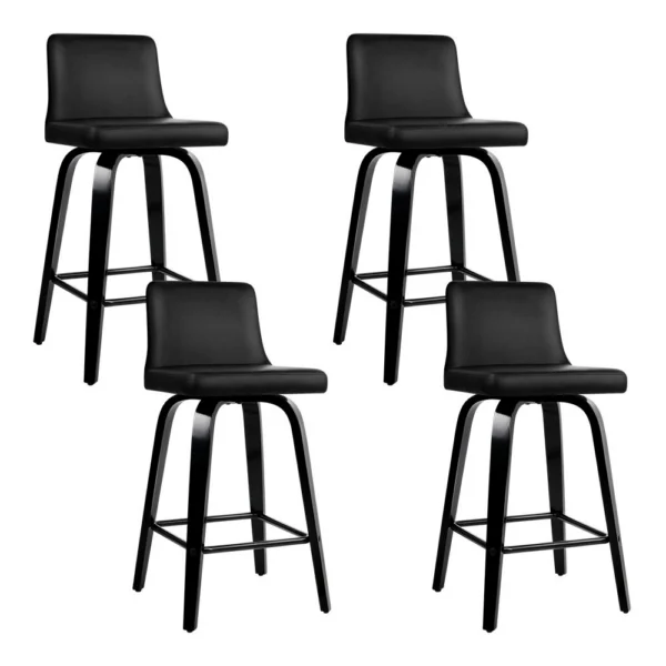 Artiss Bar Stools Kitchen PU Leather Barstools Swivel Wooden Chairs X4