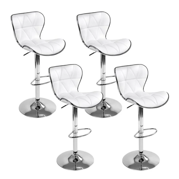 Artiss 4x Bar Stools Gas Lift PU Leather Seat – White