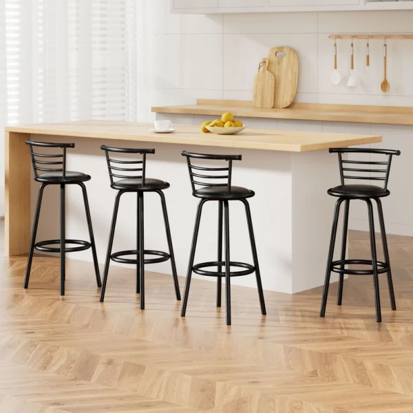 Artiss 4x Bar Stools Swivel PU Leather Padded Metal