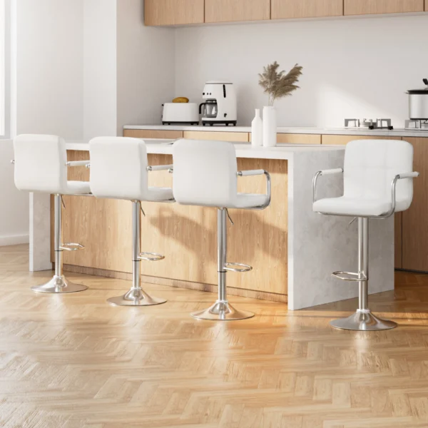 Artiss 4x Bar Stools PU Leather Gas Lift w/Armrest – White