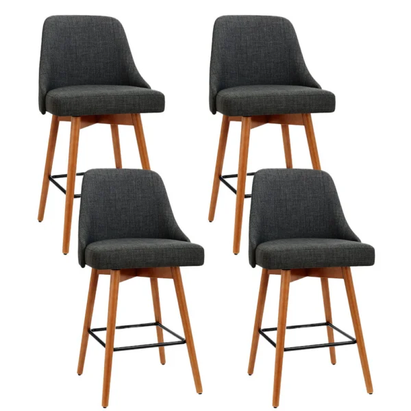 Artiss 4x Bar Stools Swivel Seat Wooden – Charcoal