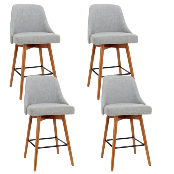 Artiss 4x Bar Stools Swivel Seat Wooden – Grey