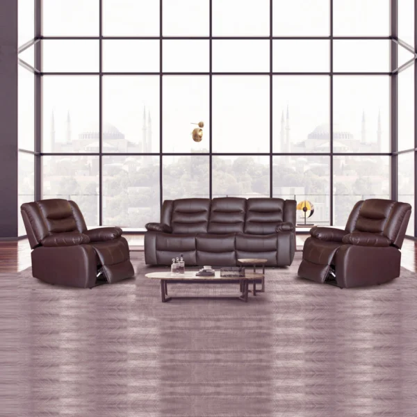 3+1+1 Seater Recliner Sofa in Faux Leather Lounge Couch in Brown