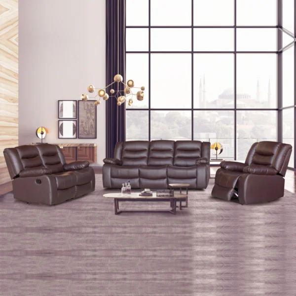 3+2+1 Seater Recliner Sofa in Faux Leather Lounge Couch in Brown