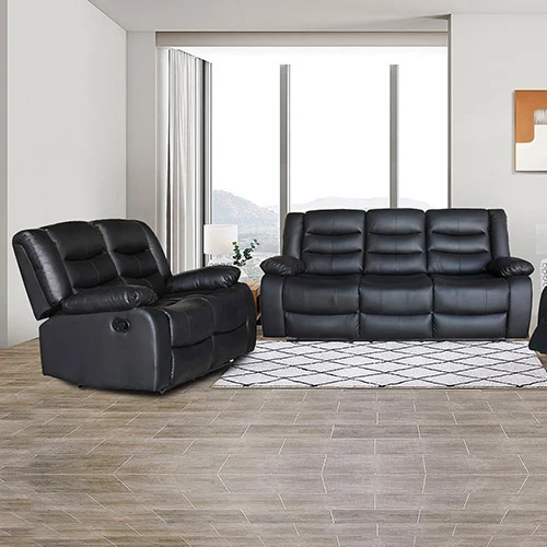 3+2 Seater Recliner Sofa in Faux Leather Lounge Couch in Black