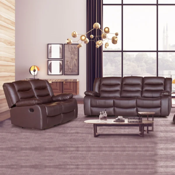 3+2 Seater Recliner Sofa in Faux Leather Lounge Couch in Brown