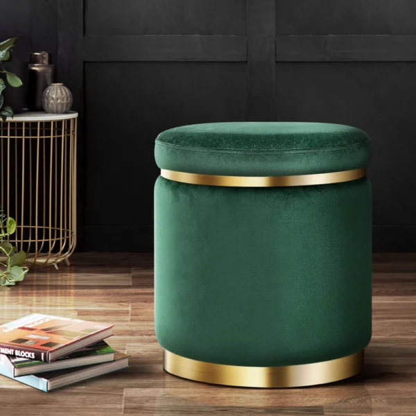 Artiss Ottoman Foot Stool Round Velvet – Green