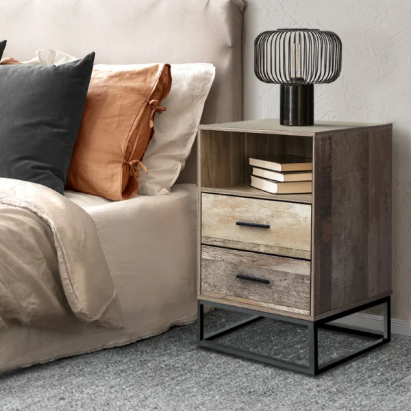 Artiss BADAN Bedside Table 2 Drawers with Shelf