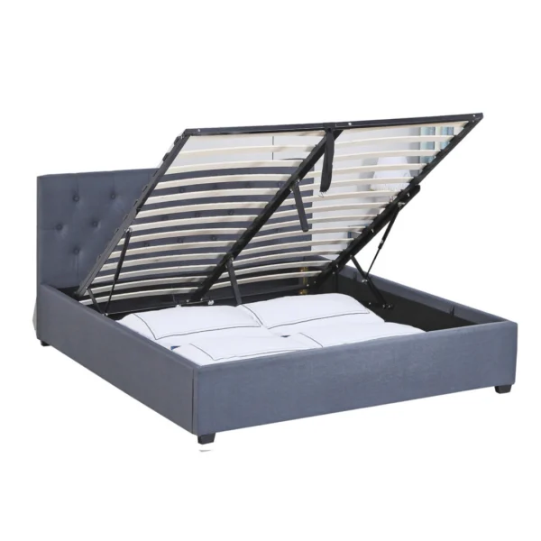 Milano Capri Gas Lift Bed Frame Base and Headboard with Storage – King Single – Grey